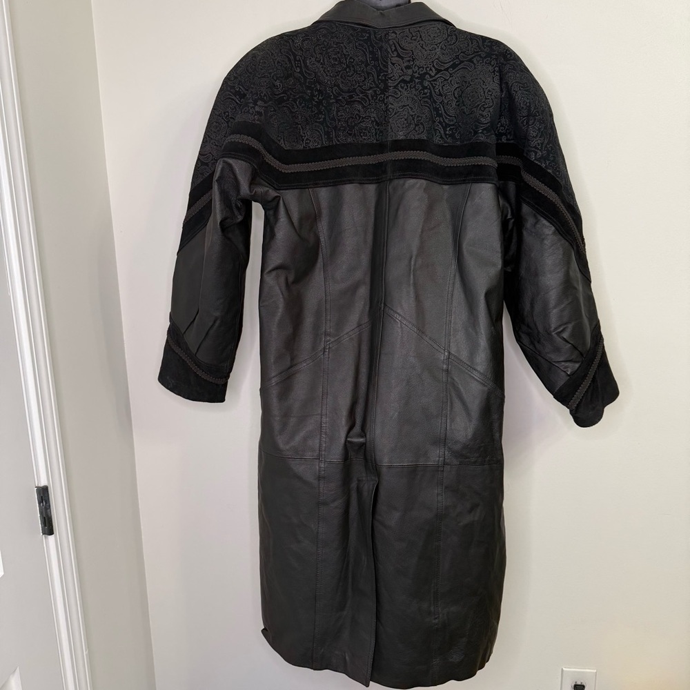Long Leather and Suede Coat Size XXL - Picture 3 of 7